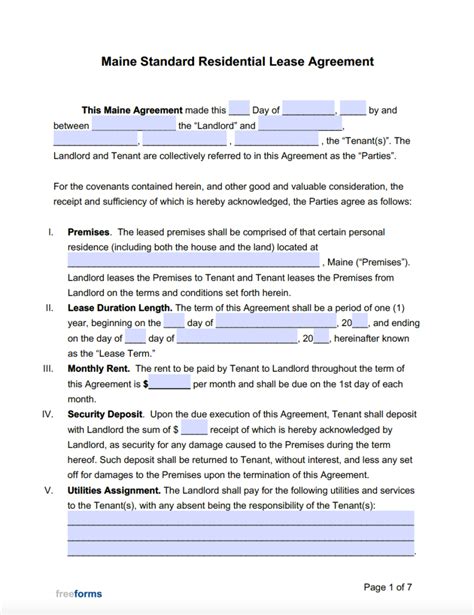 rental agreement form maine|Free Maine Rental Lease Agreement Templates